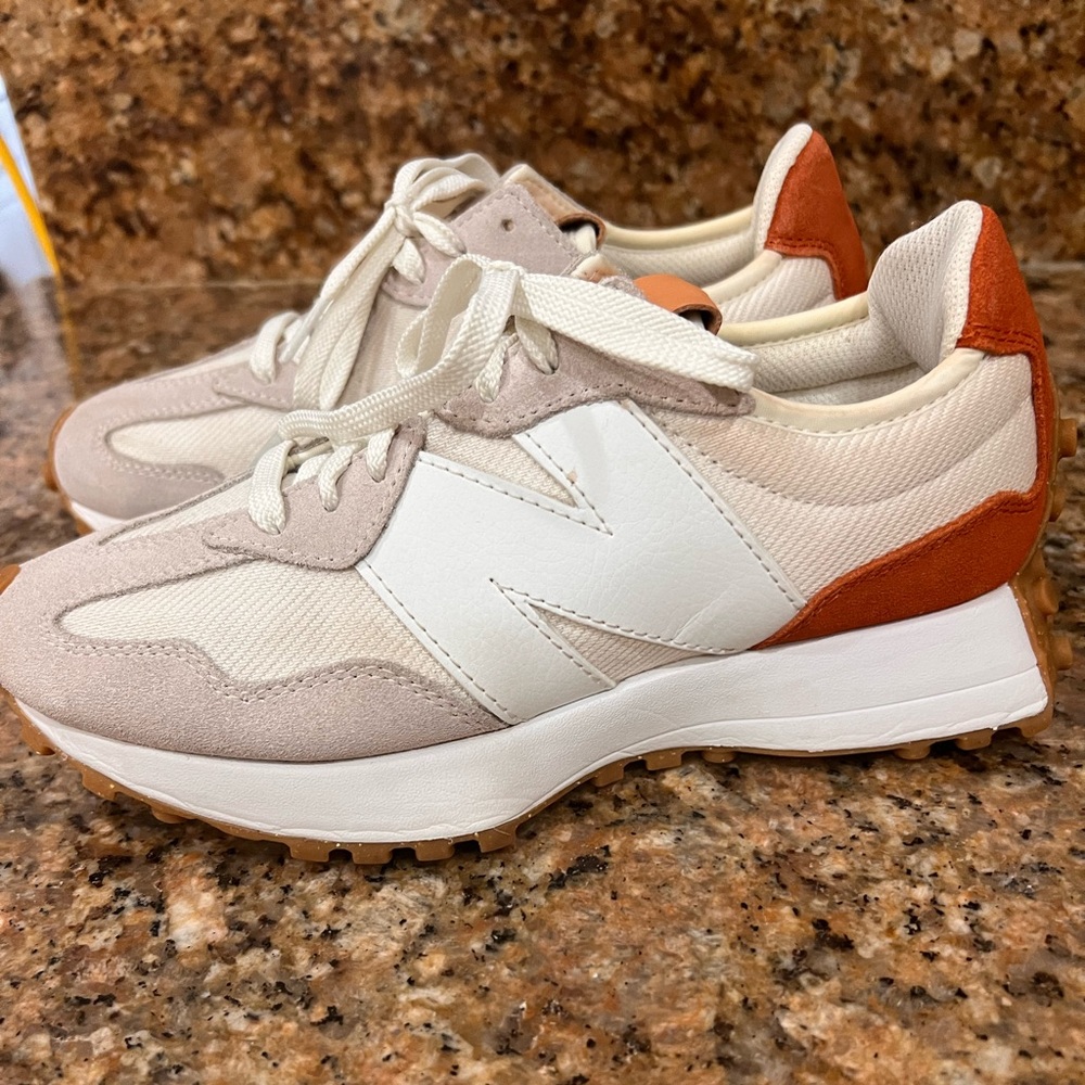 New Balance Cream and Rust Sneakers